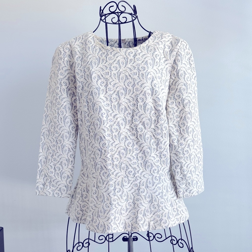 J. Crew Cream Lace Blouse
